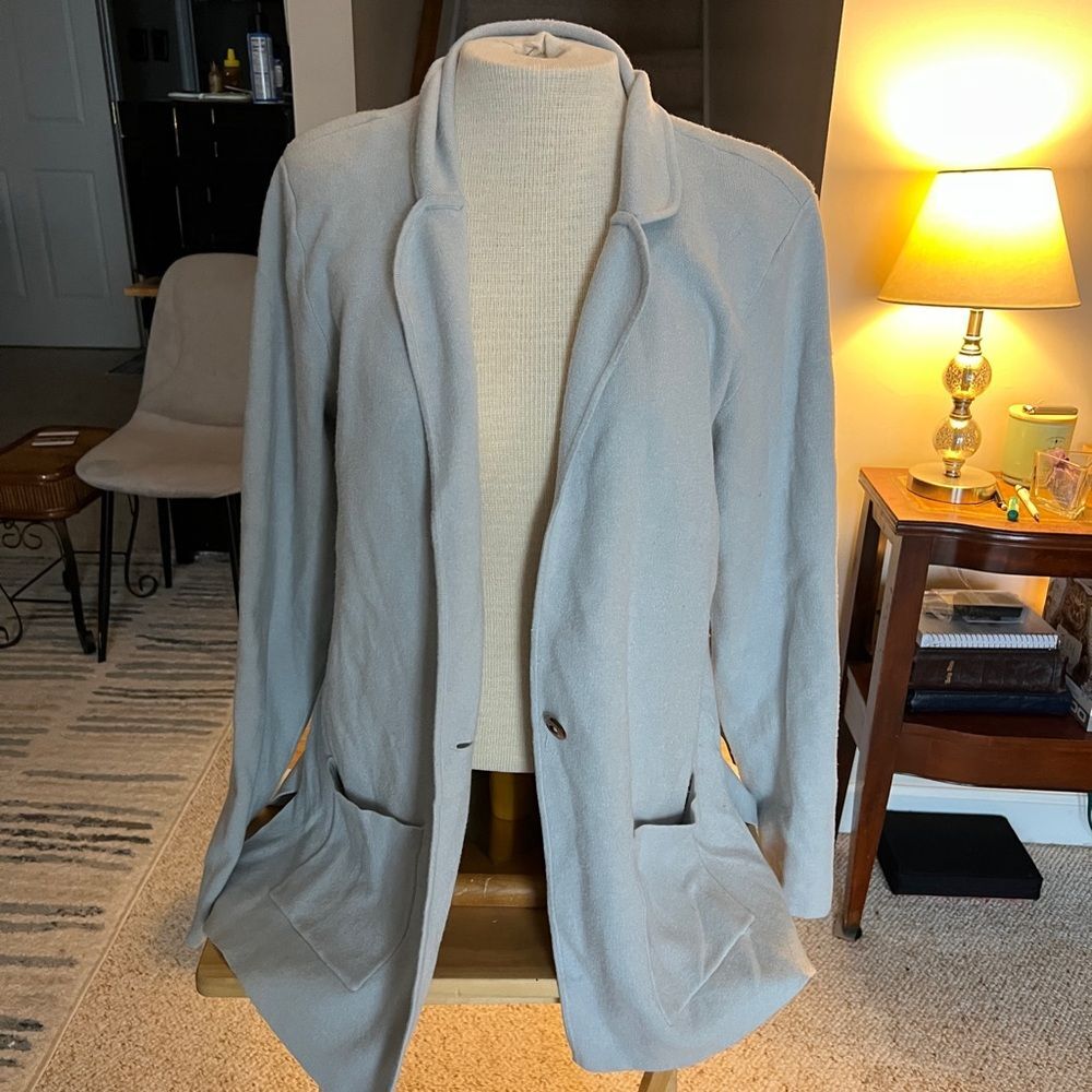 Chaps Light Gray Women's Blazer Cardigan Large